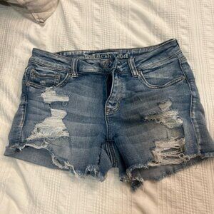 American Eagle Outfitters Women's Ripped Blue Jean Shorts